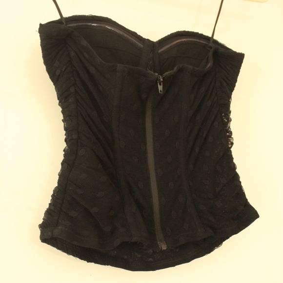 Strapless Gathered Eyelet Lace Bustier - Picture 2 of 6